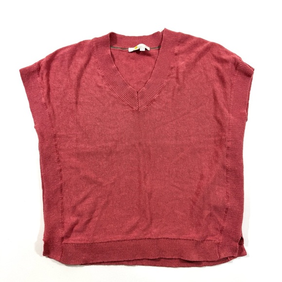 Boden Relaxed V Neck Linen Sweater Vest Pink - Picture 1 of 6